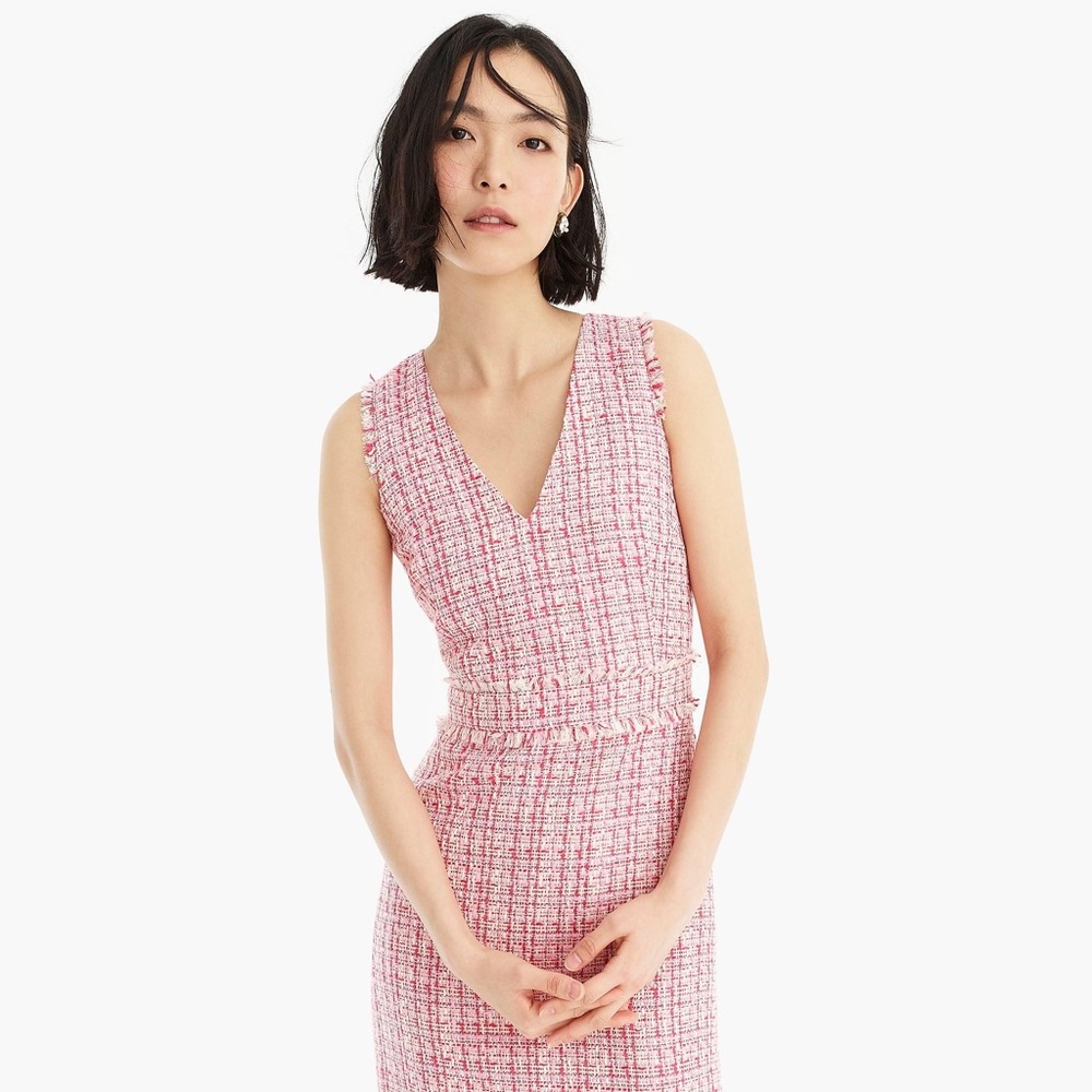 Jcrew pink tweed shirt dress